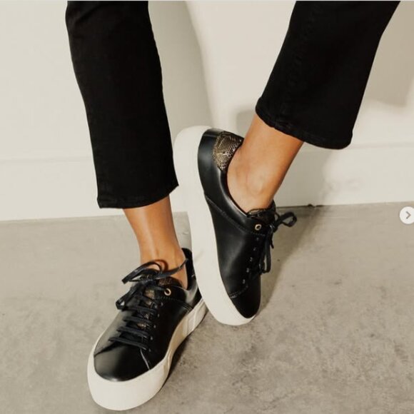 Sister x Souer Shoes - SISTER x SOUER Libby Platform Leather Sneaker Womens 39 Black & Gold Cool Girl